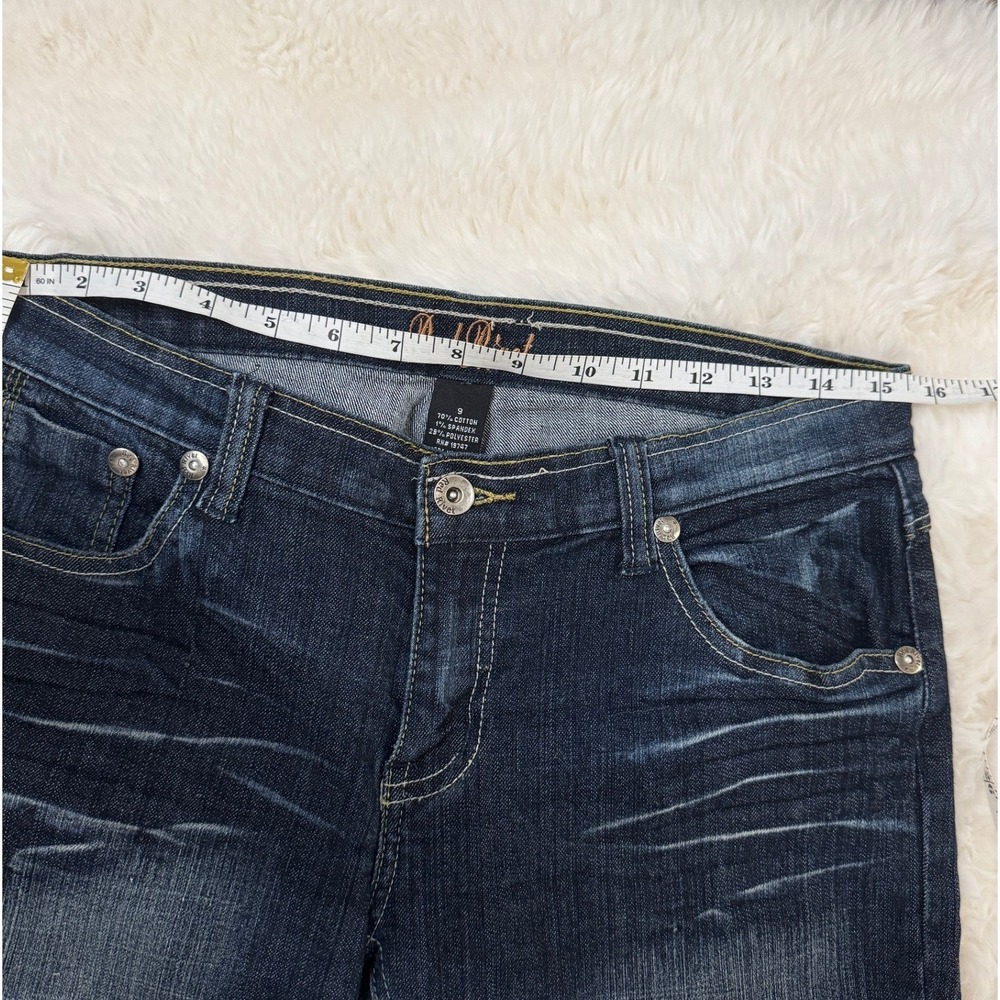 Red Rivet Y2K Low Rise Bootcut Jeans Dark Wash Slim Fit Denim W30 - Picture 7 of 8